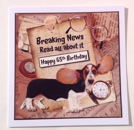 Breaking Birthday News Topper with Decoupage by Jennifer Archer