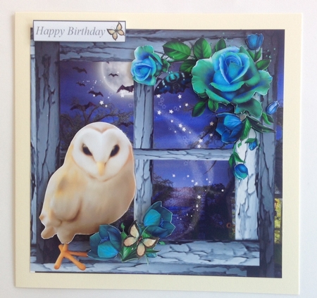 Owl Scenic Rose Window Topper with Decoupage by Jennifer Archer
