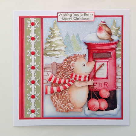 HEDGEHOGS BERRY MERRY CHRISTMAS 7.5 Decoupage & Insert Kit by Jennifer Archer