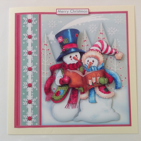 CAROLLING SNOWMEN 7.5 Christmas Decoupage & Insert Mini Kit by Jennifer Archer