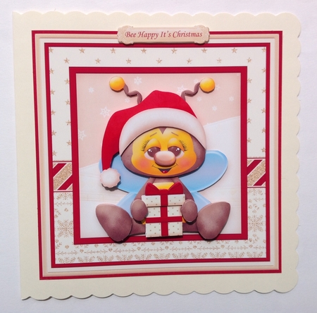 BEE HAPPY ITS CHRISTMAS 8x8 Decoupage & Insert Mini Kit by Jennifer Archer