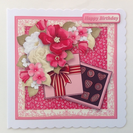 Flowers and Chocolates Decoupage Card by Jennifer Archer