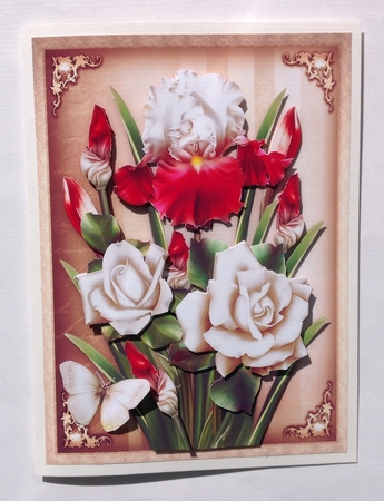 White Red Iris With Roses Card Mini Kit by Jennifer Archer