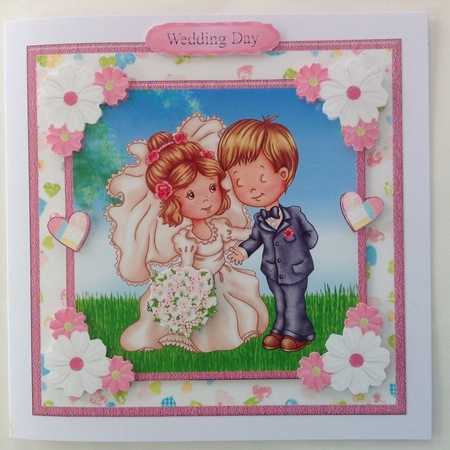 Sweet Wedding Couple 8x8 Card Mini Kit & Decoupage by Jennifer Archer