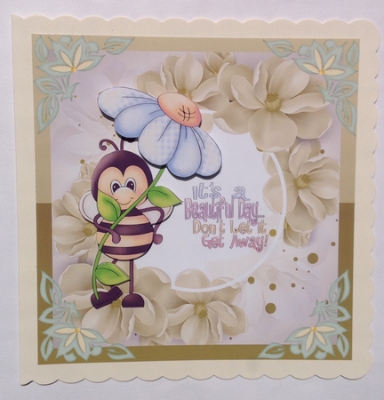 Yellow floral bee Beautiful Day card front by Jennifer Archer