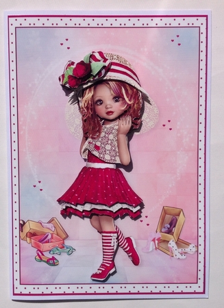 Sweet Little Fashion Girl A5 Card Front & Decoupage by Jennifer Archer