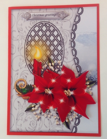 Lattice card Christmas Poinsettias by Jennifer Archer