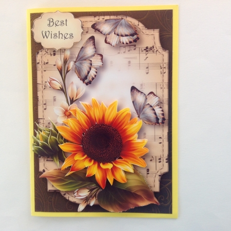 Sheet Music & Butterflies - Sunflower by Jennifer Archer