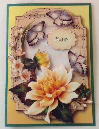 Sheet Music & Butterflies - Yellow Dahlia by Jennifer Archer