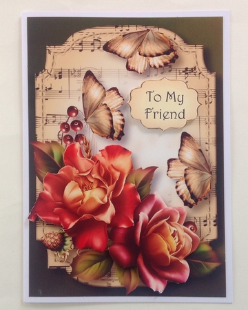 Sheet Music & Butterflies - Early Autumn Roses A5 by Jennifer Archer