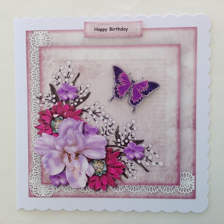 Pretty Flowers& Butterfly quick card by Jennifer Archer