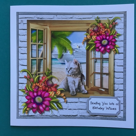 Cat on windowsill multi occasion card front by Jennifer Archer