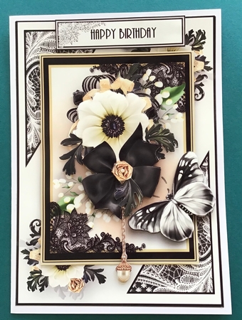 A5 Black and White Lace Flora Card Kit by Jennifer Archer