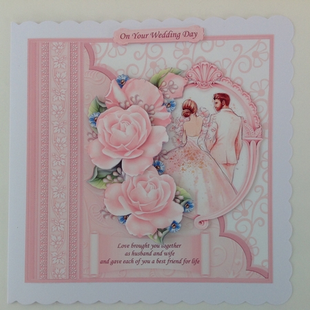 Wedding Day LOVE BROUGHT YOU TOGETHER Pink 8x8 Decoupage Mini Kit by Jennifer Archer