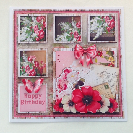Shabby Vintage Floral Card Kit Red 1451 by Jennifer Archer
