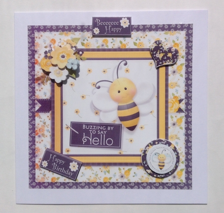 Buzzing by to say hello,Happy Birthday quick card front and insert by Jennifer Archer