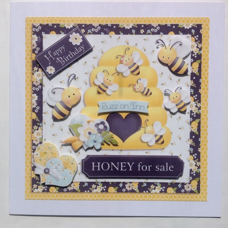 Honey for sale, Happy Birthday quick card front and insert by Jennifer Archer