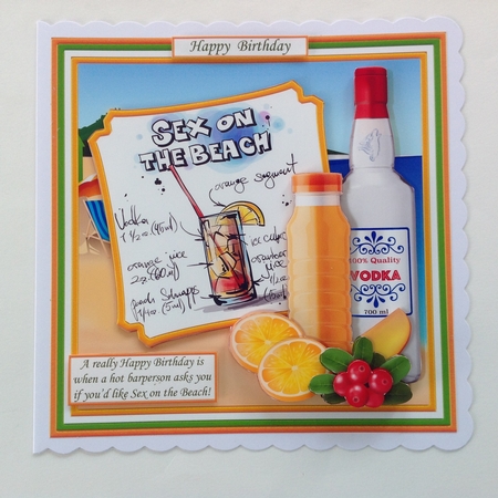COCKTAILS SEX ON THE BEACH 7.5 Humorous Decoupage Mini Kit by Jennifer Archer