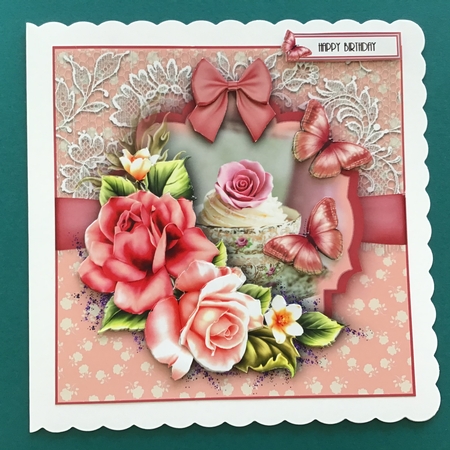 Pink Rose Cupcake Card Kit by Jennifer Archer