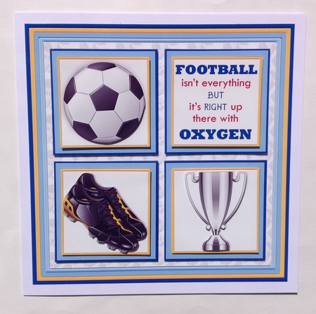 FOOTBALL PALE BLUE 7.5 Quick Card Verse or Ages Decoupage & Insert Mini Kit by Jennifer Archer