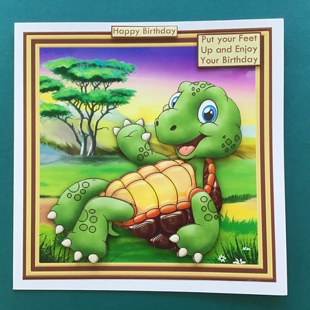 PUT YOUR FEET UP TORTOISE WOBBLY HEAD CARD 7.5 Decoupage & Insert Mini Kit by Jennifer Archer