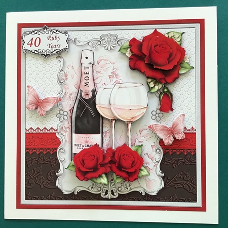 CHAMPAGNE CELEBRATIONS RUBY 7.8 Decoupage & Insert Mini Kit by Jennifer Archer