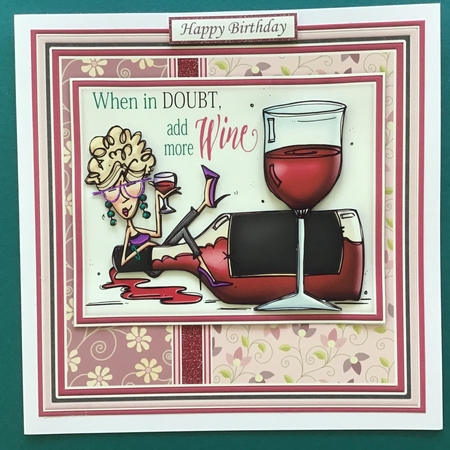 WHEN IN DOUBT ADD MORE WINE 7.5 Humorous Decoupage & Insert Mini Kit by Jennifer Archer
