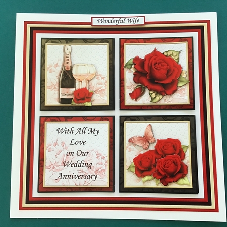 ANNIVERSARY ROSE SQUARES  7.5 Quick Layer Card & Insert Mini Kit by Jennifer Archer
