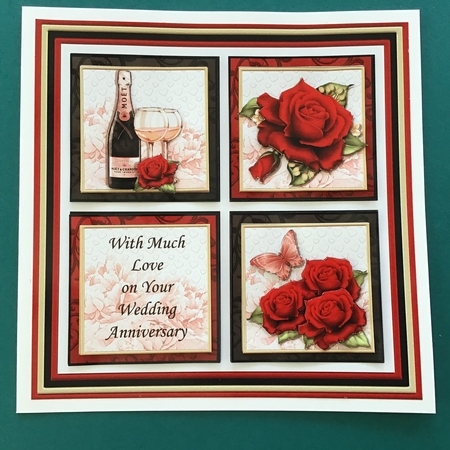 ANNIVERSARY ROSE SQUARES  7.5 Quick Layer Card & Insert Mini Kit by Jennifer Archer
