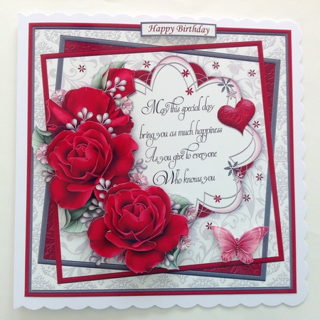 DEEP PINK ROSES & VERSE 7.5 Decoupage & Insert Kit by Jennifer Archer