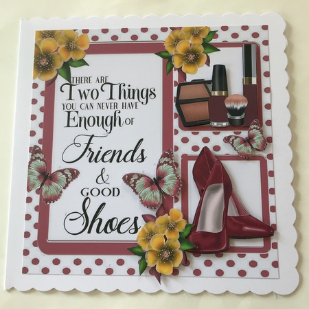 Can never have enough friends and shoes pink 8x8 by Jennifer Archer