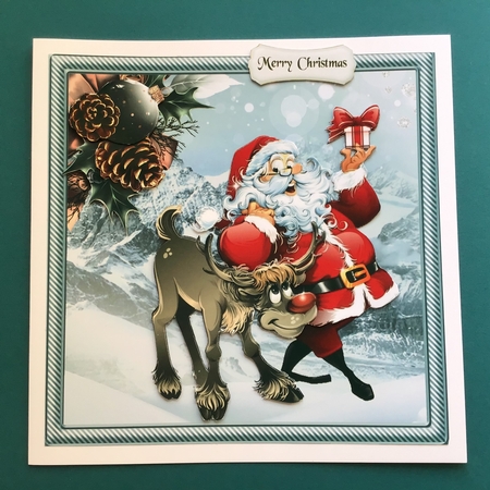 Santa Giving Rudolph His Gift by Jennifer Archer