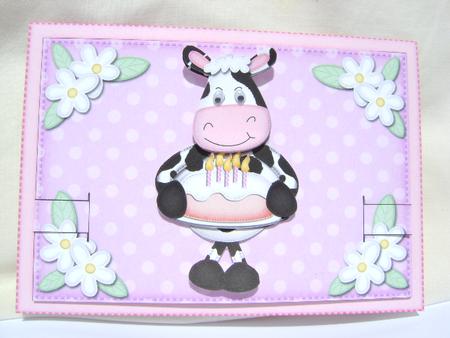 3D Milly Moo Cow's Birthday Cake Animated Moveable Decoupage by Jennifer Archer