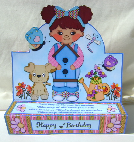 Garden Girl Zigzag Card Any Occasion by Jennifer Archer