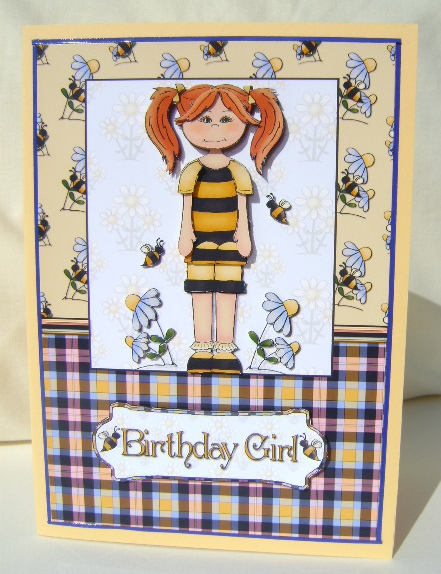Honey Bunch Kid Card Front with Decoupage by Jennifer Archer