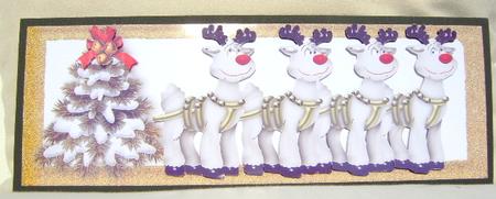 Gold Christmas Tree with Reindeers Dl by Jennifer Archer