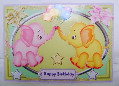 Lovely Little Elephants Holding the Birthday Balloons by Jennifer Archer