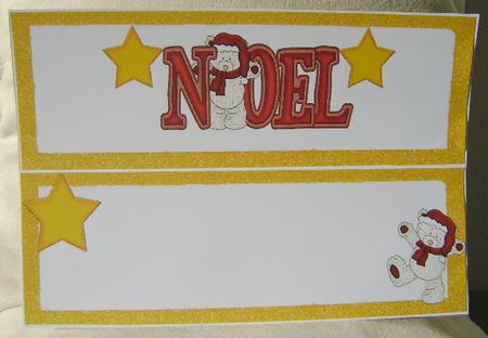 Noel in Gold Glitter Frame with Teddies Insert Dl by Jennifer Archer