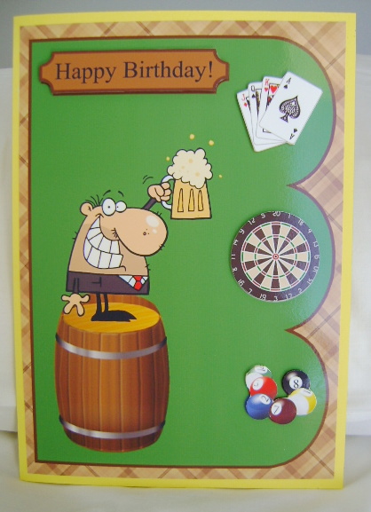 Pub Themed Triple Scallop Card Front with Decoupage by Jennifer Archer