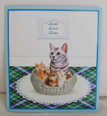3 x Tabby Kittens & Cat in a Basket Card Topper + Greetings by Jennifer Archer