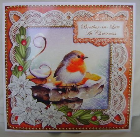 Borange Robin Brother in Law Christmas 8in Sentiment Topper by Jennifer Archer