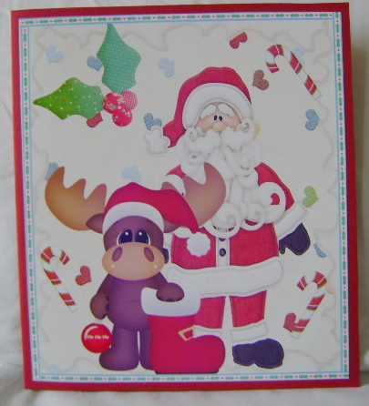 8x8 Santa & Reindeer with His Stocking by Jennifer Archer
