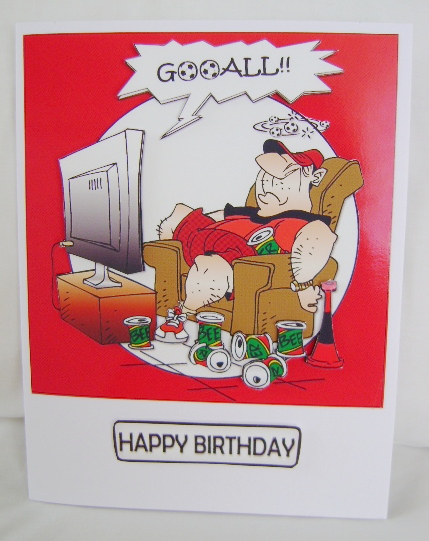 Birthday Football and Beer Red Quick Card by Jennifer Archer