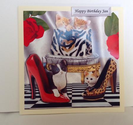 Playful Kittens with Ladies Shoes & Stool 7x7 by Jennifer Archer