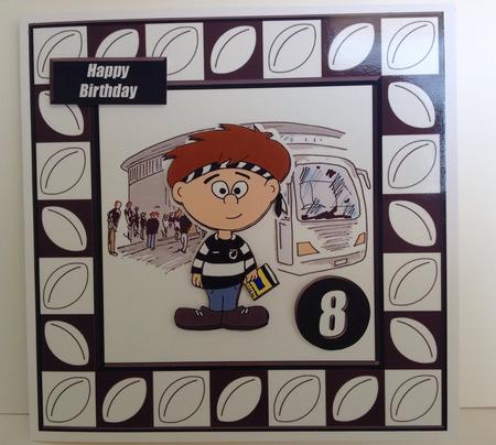 Little Rugby Fan (black & White) - 8in x 8in by Jennifer Archer