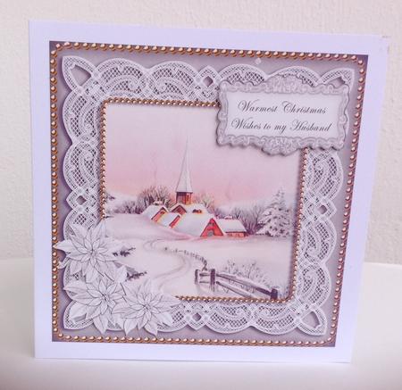 Snow Church Warmest Husband 8in Sentiment Topper by Jennifer Archer