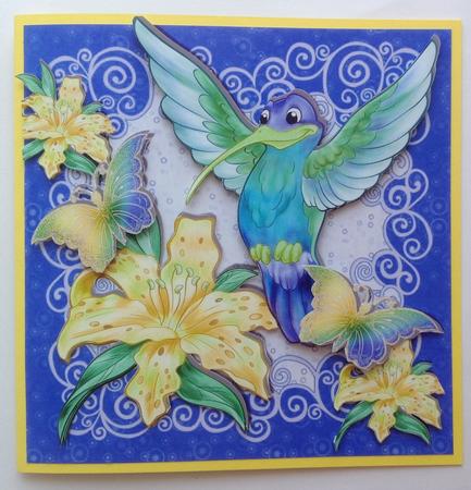 Humming Bird with Blue Butterflies and Lilies 7x7 Mini Kit by Jennifer Archer