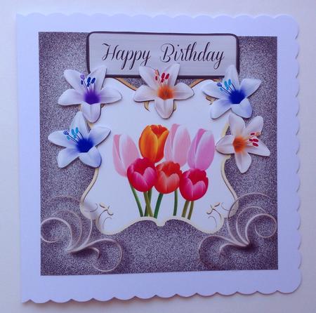 Lilies and Tulip Birthday Card by Jennifer Archer