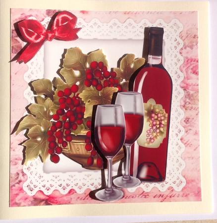 Wine and Grapes with Glasses & Cheese A4 by Jennifer Archer