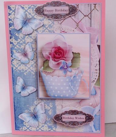 Cardtopper with Matching Envelope Cupcake Blue 641 by Jennifer Archer